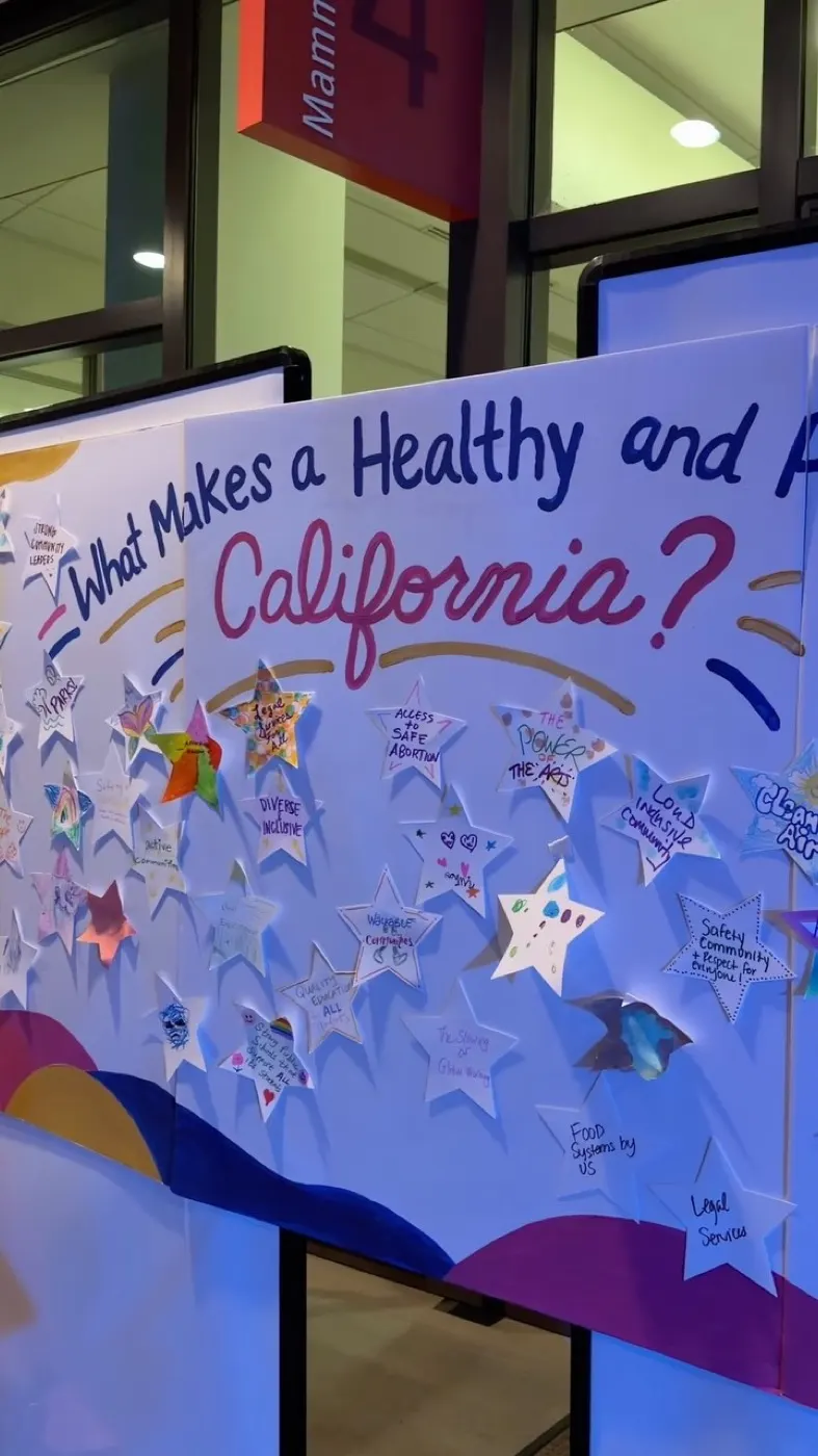 Guests write what makes a healthy California on paper stars